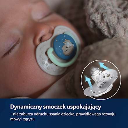 Smoczek silikonowy dynamiczny 18+ m Night & Day Boy LOVI