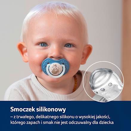 Smoczek silikonowy dynamiczny 18+ m Night & Day Boy LOVI