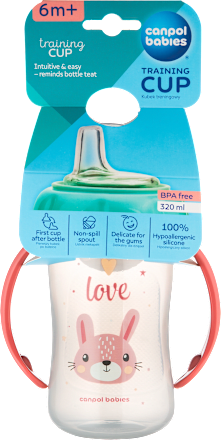 Kubek treningowy z miękkim ustnikiem 320 ml Cute Animals różowy Canpol babies