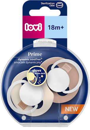 Smoczek silikonowy, dynamiczny Prime 18m+ Ivory Glow/Blush Glow LOVI
