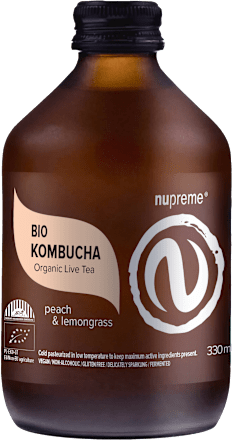 BIO kombucha s příchutí broskev a citronová tráva nupreme