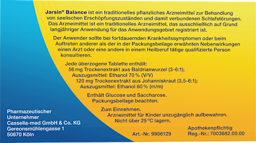 Jarsin Balance 56 mg / 120 mg überzogene Tabletten Jarsin
