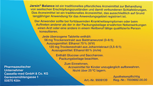 Jarsin Balance 56 mg / 120 mg überzogene Tabletten Jarsin
