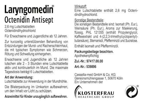 Laryngomedin 2.6 mg Octenidindihydrochlorid Antisept Lutschtabletten Laryngomedin