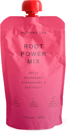 Sadno-zelenjavna kaša ROOT POWER MIX - jabolko, malina, jagoda in rdeča pesa Nutrino Lab