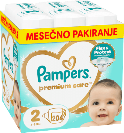 Plenice velikost 2 - mesečno pakiranje (4-8 kg) Pampers Premium Care
