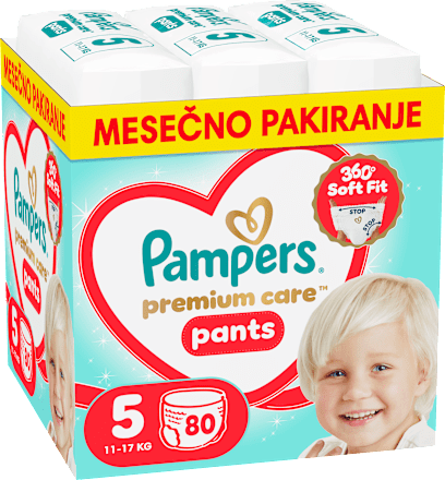 Hlačne plenice velikost 5 - mesečno pakiranje (11-17 kg) Pampers Premium Care