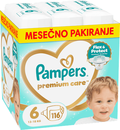 Plenice velikost 6 - mesečno pakiranje (13-18 kg) Pampers Premium Care