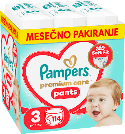 Hlačne plenice velikost 3 - mesečno pakiranje (6-11 kg) Pampers Premium Care