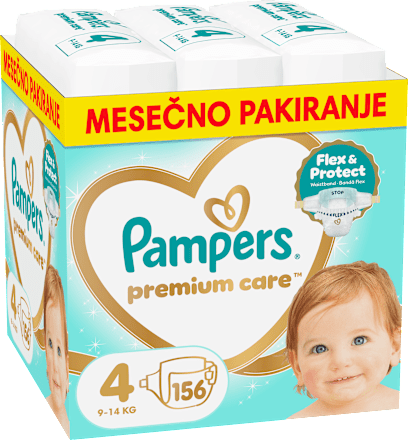 Plenice velikost 4 - mesečno pakiranje (9-14 kg) Pampers Premium Care