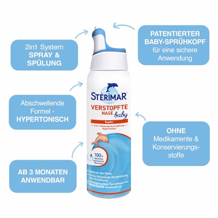 Verstopfte Nase Baby Nasenspray und Spülung STÉRIMAR