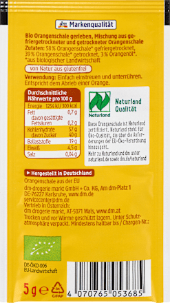 Orangenschale gerieben (2 x 5 g) dmBio