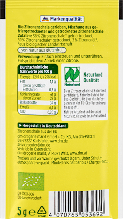 Zitronenschale gerieben (2 x 5 g) dmBio