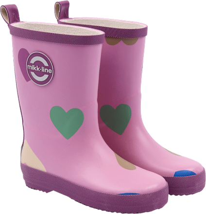 Gummistiefel mit Herz-Muster, rosa, Gr. 26/27 Mikk-Line