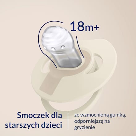 Smoczek silikonowy, dynamiczny Prime 18m+ Ivory Glow/Blush Glow LOVI