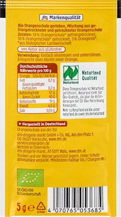 Портокалови кори, настъргани, 2х5 g dmBio
