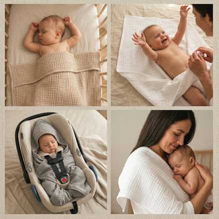 Set prosoape de muselină pentru bebeluși, verde-bej babysnugg