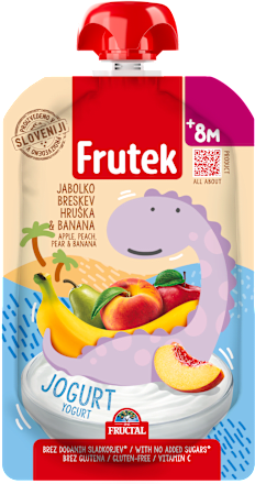 Mlečna kašica iz jabolk, breskev, hrušk, banan in jogurta z dodatkom vitamina C, od 8. meseca Frutek