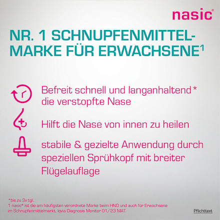 nasic Nasenspray schleimhautabschwellendes, wundheilungsförderndes Schnupfenspray nasic