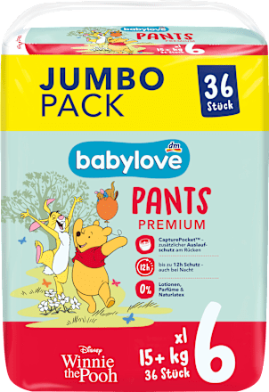 Scutece chiloțel premium numărul 6 XL (15+ kg) babylove