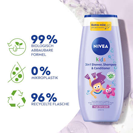 Kinder Duschgel, Shampoo & Conditioner 3in1 Beerenduft NIVEA