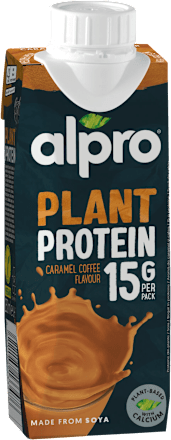 High Protein sójový nápoj s příchutí karamelu a kávy alpro