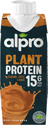 High Protein sójový nápoj s příchutí karamelu a kávy alpro