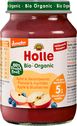 Био пюре Ябълка и боровинка 5м+ Holle