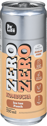 ZERO kombucha z okusom ledenega čaja, breskev BeLife