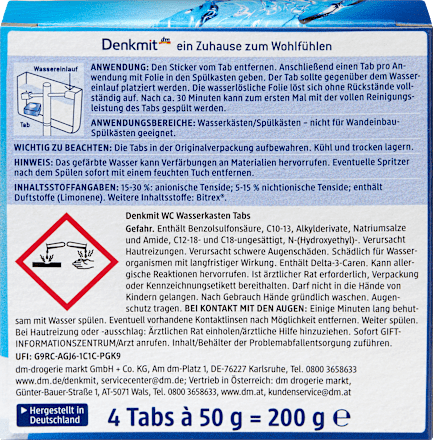 Tablete za vodokotlić 2u1, 4 x 50 g Denkmit