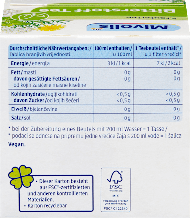 Kräutertee, Bitterstoff Tee (12 Beutel) Mivolis