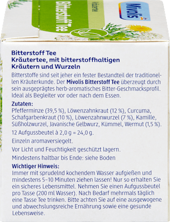 Kräutertee, Bitterstoff Tee (12 Beutel) Mivolis