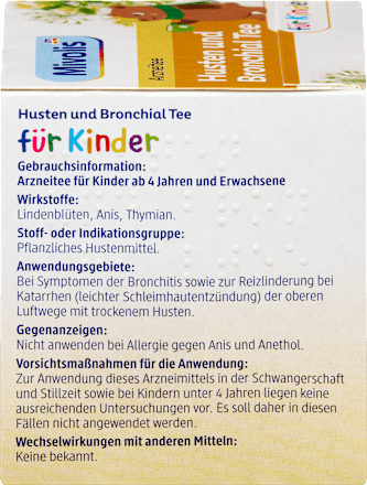 Arzneitee, Husten & Bronchial Tee für Kinder (12 Beutel) Mivolis
