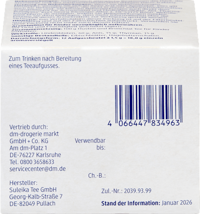 Arzneitee, Husten & Bronchial Tee für Kinder (12 Beutel) Mivolis