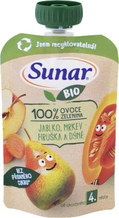 Kapsička jablko, hruška, mrkva a tekvica Sunar