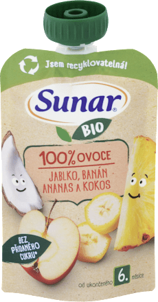 Kapsička jablko, banán, ananás a kokos Sunar