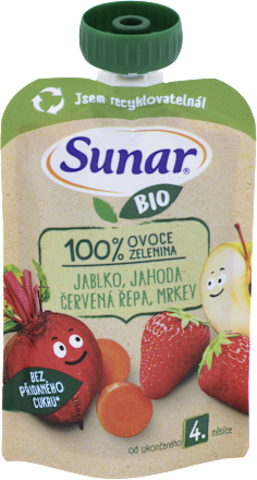 Kapsička jablko, jahoda, červená repa a mrkva Sunar