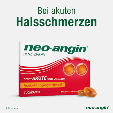neo-angin 2,68 mg Benzydamin gegen akute Halsschmerz Honig-Orange neo-angin