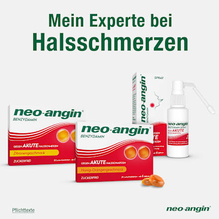 neo-angin 2,68 mg Benzydamin gegen akute Halsschmerz Honig-Orange neo-angin
