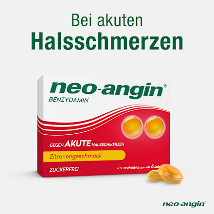 neo-angin 2,68 mg Benzydamin gegen akute Halsschmerzen Lutschtabletten Zitrone neo-angin