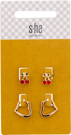 Ohrstecker-Set Herz und Kirsche  s-he stylecollection