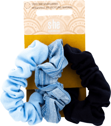 Scrunchie blau und schwarz 7 cm s-he stylecollection
