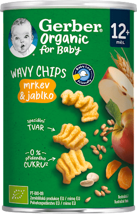 Wavy chips mrkev & jablko Gerber Organic