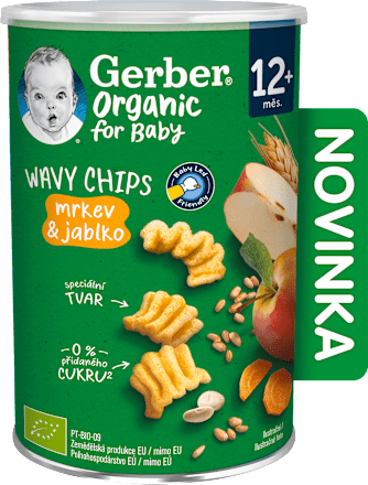Wavy chips mrkev & jablko Gerber Organic