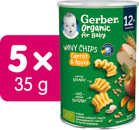Wavy chips mrkev & jablko Gerber Organic