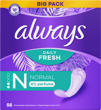 Slipeinlagen Daily Fresh & Protect Normal ohne Duft Big Pack always