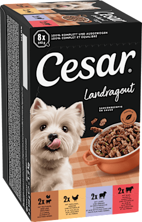 Nassfutter Hund Landküche Vielfalt in Sauce, Multipack (8x150 g) Cesar