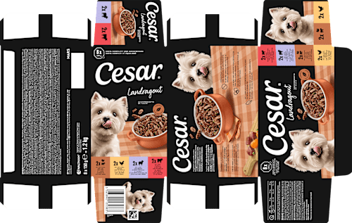 Nassfutter Hund Landküche Vielfalt in Sauce, Multipack (8x150 g) Cesar