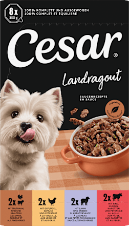 Nassfutter Hund Landküche Vielfalt in Sauce, Multipack (8x150 g) Cesar