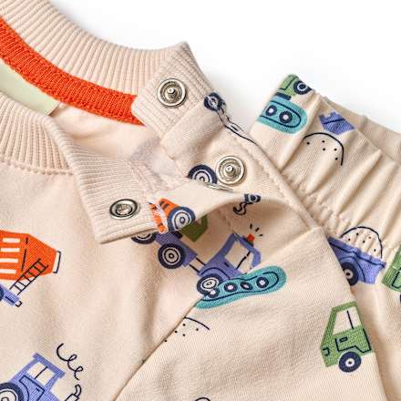 Schlafanzug Pro Climate mit Baustellen-Muster, beige, Gr. 74/80 ALANA